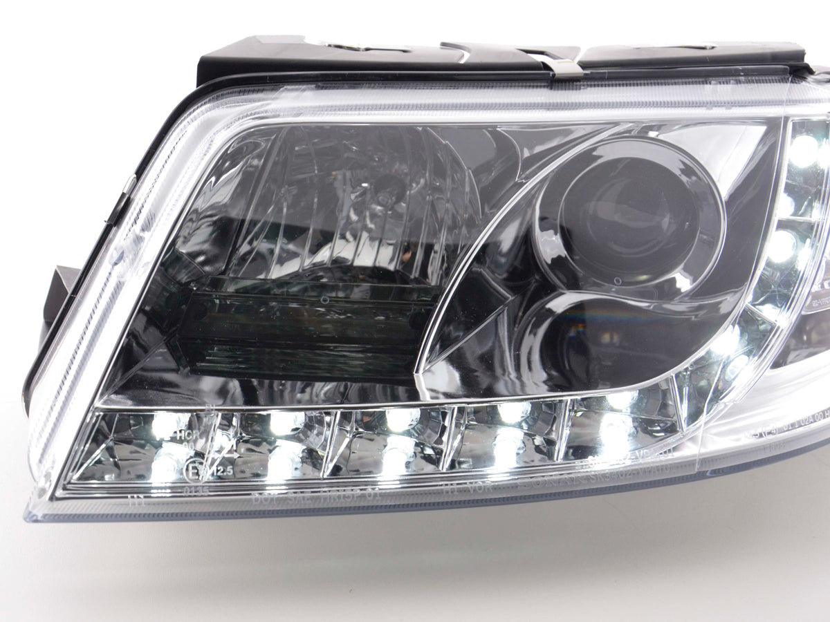 Scheinwerfer Set Daylight LED Tagfahrlicht VW Passat Typ 3BG 00-05 chrom Scheinwerfer Set Daylight LED Tagfahrlicht VW Passat Typ 3BG 00-05 chrom